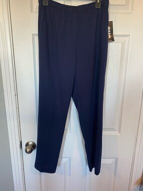 NWT Alia Petites Navy Blue Elastic Waist Pull-On Dress Pants Size 12P